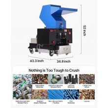VEVOR Plastic Shredder Crusher 7.5KW Granulator Recycling Machine 220V 3-Phase
