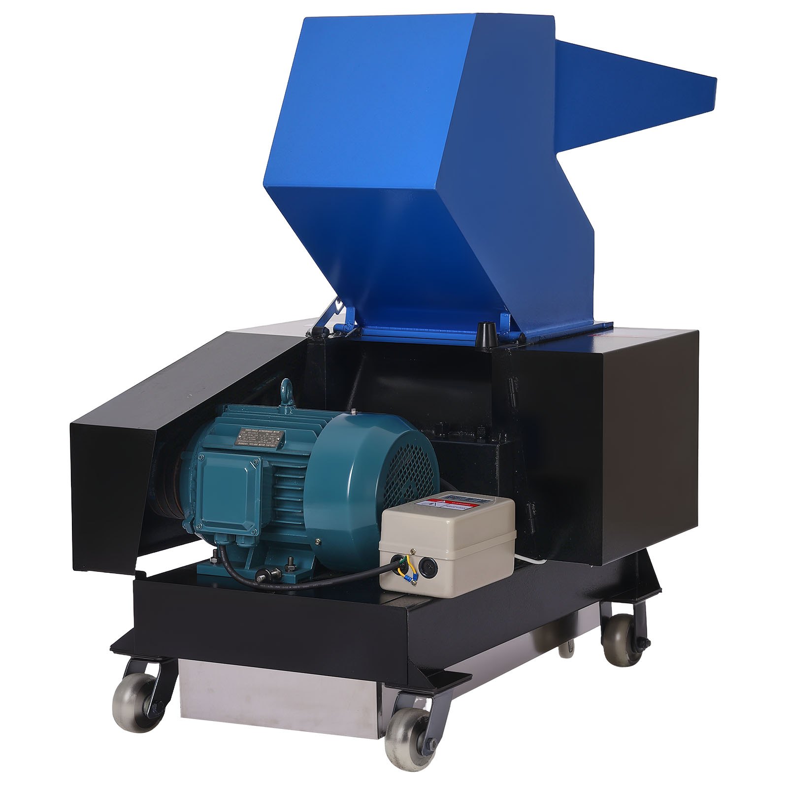 VEVOR Plastic Shredder Crusher, 10HP/7.5KW Plastic Grinder Granulator, 250-450kg/h Capacity Pulverizer Recycling Machine with Wheels, SDK-11 Blade & 10mm Mesh for PVC PTFE (220V 60Hz 3-Phase)