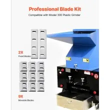 VEVOR Shredder Blades, Alloy Steel Shredder Machine Blade Kit with 9 Rotating and 2 Fixed Blades, High-Hardness SKD-11 Blade, Compatible with Model 300 Plastic Grinder, for ABS, PP, PVC & Nylon