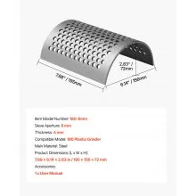 VEVOR Screen Mesh for Plastic Shredder, High-Quality Steel Durable Mesh, 0.315 in/8 mm High-Precision Aperture Screen, Compatible with Model 180 Plastic Grinder, Suitable for Small Particle Recycling