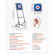 Axe Throwing Game Plastic Bristle Target with 8 Throwing Axes Set Steel Frame