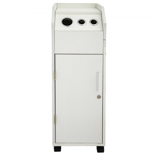 VEVOR Salon SPA Beauty Hairdressing Cart White Storage Trolley with 4 Drawers Rolling Wheels Lockable 2 Keys w/Hairdryer Holder Space-Saving Side Tray