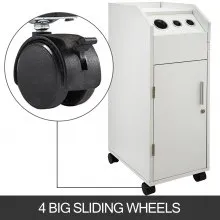 VEVOR Salon SPA Beauty Hairdressing Cart White Storage Trolley with 4 Drawers Rolling Wheels Lockable 2 Keys with Hairdryer Holder Space-Saving Side Tray