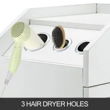 VEVOR Salon SPA Beauty Hairdressing Cart White Storage Trolley with 4 Drawers Rolling Wheels Lockable 2 Keys with Hairdryer Holder Space-Saving Side Tray