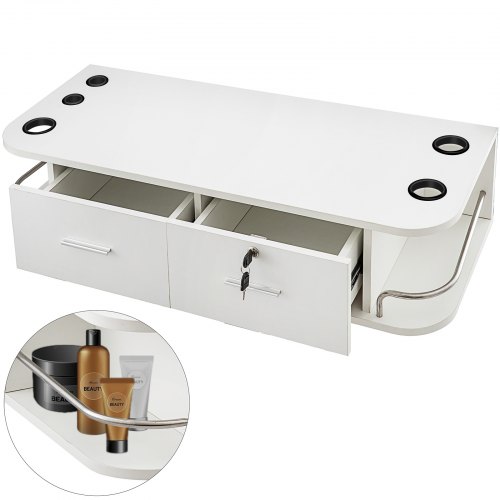 VEVOR White Wall Mount Styling Station Classic Locking Drawers
