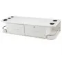 white VEVOR styling station with drawers, appliance holders, and a side guard rail.