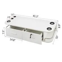 VEVOR White Wall Mount Styling Station Classic Locking 2 Drawers Storage Beauty Salon Equipment 5 Hair Dryer Holes Locking Cabinet for Beauty Salon or SPA, Barber Shop, Home & Bathroom