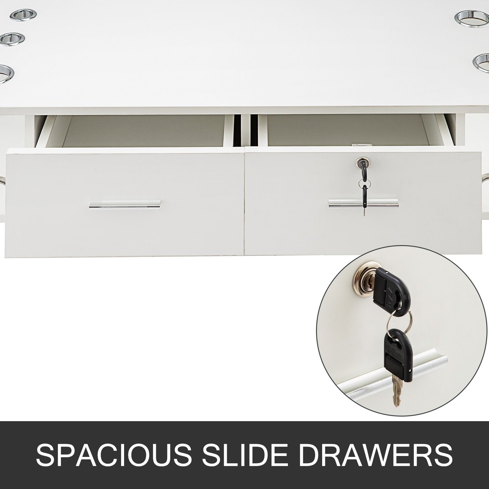 VEVOR styling station with spacious slide drawers and secure key lock.