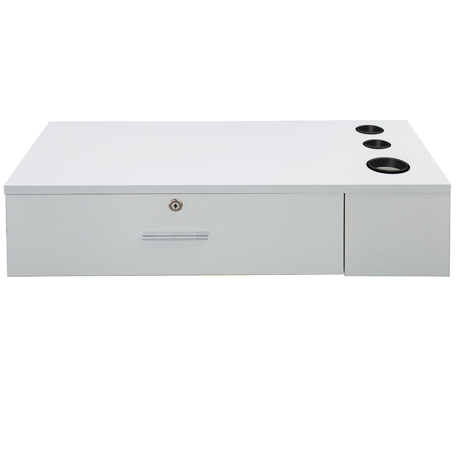 white VEVOR barber station with drawer and appliance holders