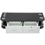 VEVOR salon styling station with black top, white drawers, and metal inserts.