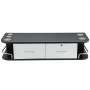 VEVOR salon styling station with drawers and shelves in a black and white design.