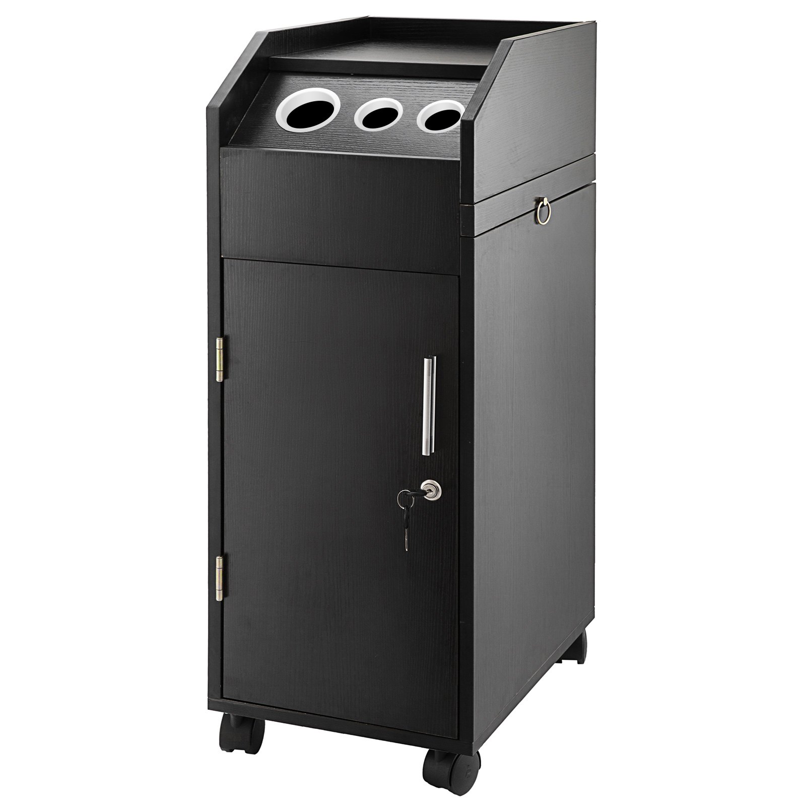 Salon SPA Beauty Hairdressing Cart Storage Trolley with 4 Drawers Rolling Wheels Lockable 2 Keys w/Hairdryer Holder Space-saving Side Tray