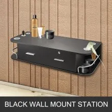 VEVOR Black Wall Mount Styling Station Classic Locking 2 Drawers Storage Beauty Salon Equipment 5 Hair Dryer Holes Locking Cabinet for Beauty Salon or SPA, Barber Shop, Home & Bathroom