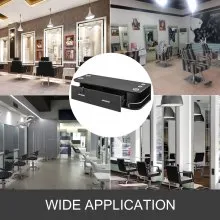 VEVOR Black Wall Mount Styling Station Classic Locking 2 Drawers Storage Beauty Salon Equipment 5 Hair Dryer Holes Locking Cabinet for Beauty Salon or SPA, Barber Shop, Home & Bathroom