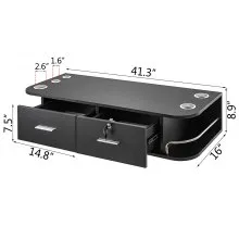 VEVOR Black Wall Mount Styling Station Classic Locking 2 Drawers Storage Beauty Salon Equipment 5 Hair Dryer Holes Locking Cabinet for Beauty Salon or SPA, Barber Shop, Home & Bathroom