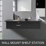 VEVOR salon station with mirror, wall-mounted shelf, and hair styling tools.