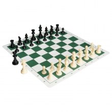 Turnajová šachová sada VEVOR, 20palcová rolovací šachovnice pro začátečníky, skládací silikonová šachová hra s plastovými váženými šachovými figurkami a úložnou taškou, přenosná cestovní šachovnice jako dárek pro dospělé děti