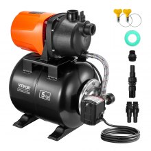 VEVOR 1HP Shallow Well Pump with Pressure Tank 1000GPH Irrigation Booster Pump