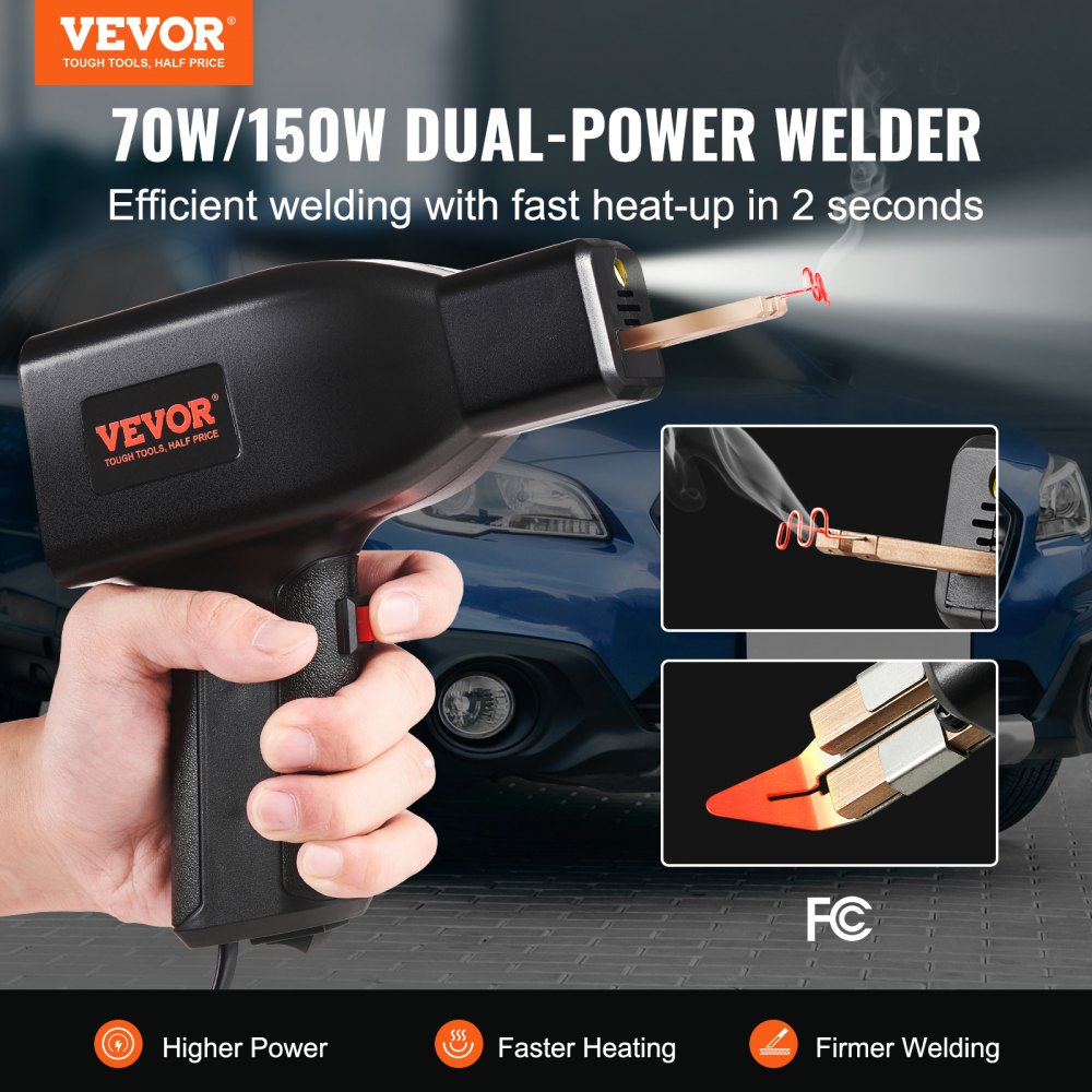 VEVOR Plastic Welding Kit, 70/150W Dual Power Hot Stapler Plastic