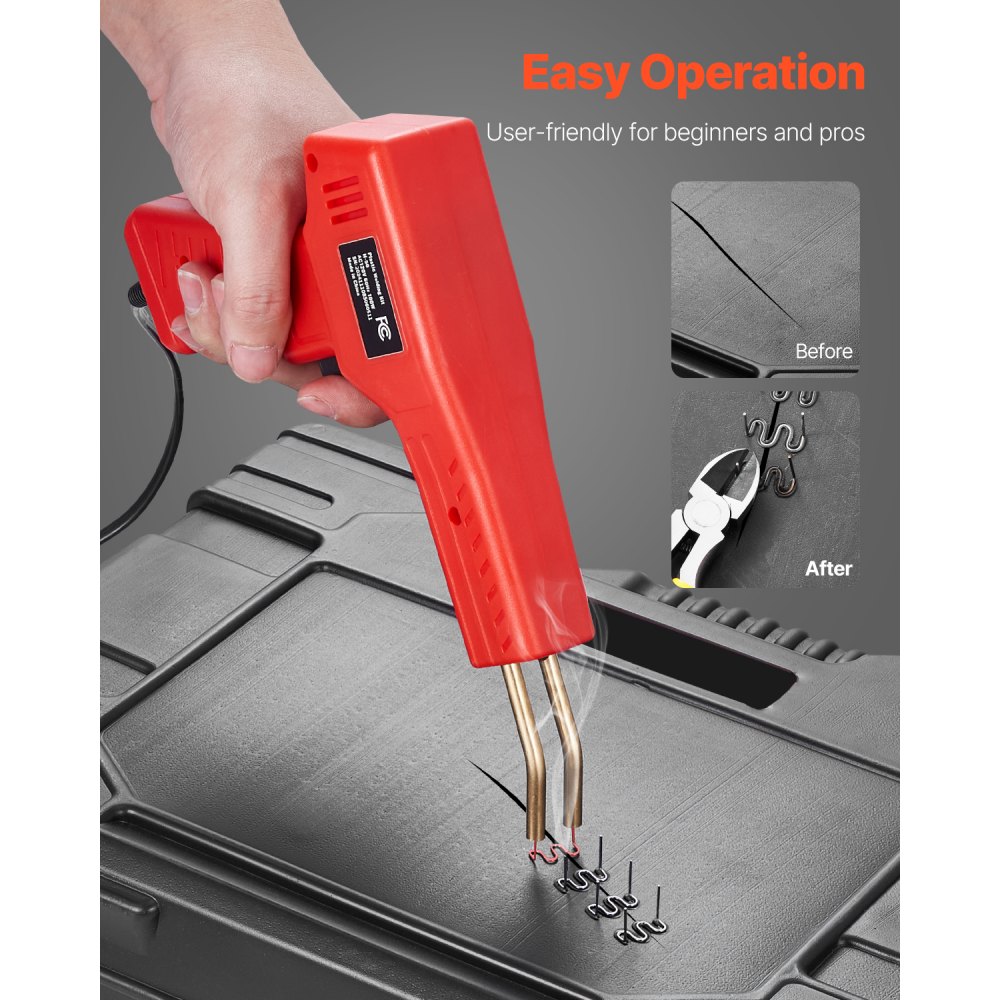 VEVOR Plastic Welder, 100W Plastic Welding Gun with 800PCS Hot Staples, Professional Hot Staple Welding Gun, Plastic Car Bumper Repair Kit with LED Light for Kayak, Toys, Plastic Crack Repair
