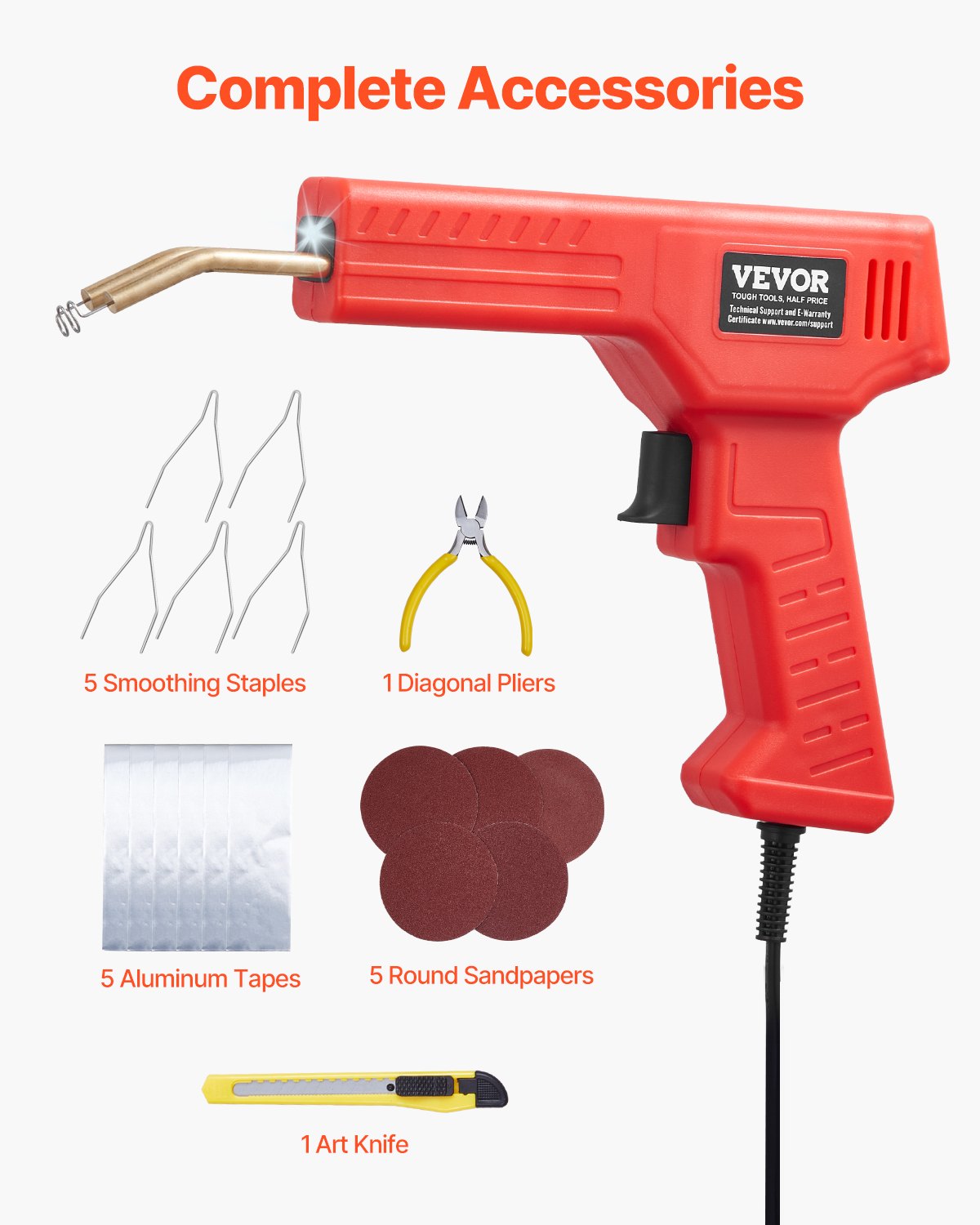 VEVOR Plastic Welder, 100W Plastic Welding Gun with 800PCS Hot Staples, Professional Hot Staple Welding Gun, Plastic Car Bumper Repair Kit with LED Light for Kayak, Toys, Plastic Crack Repair