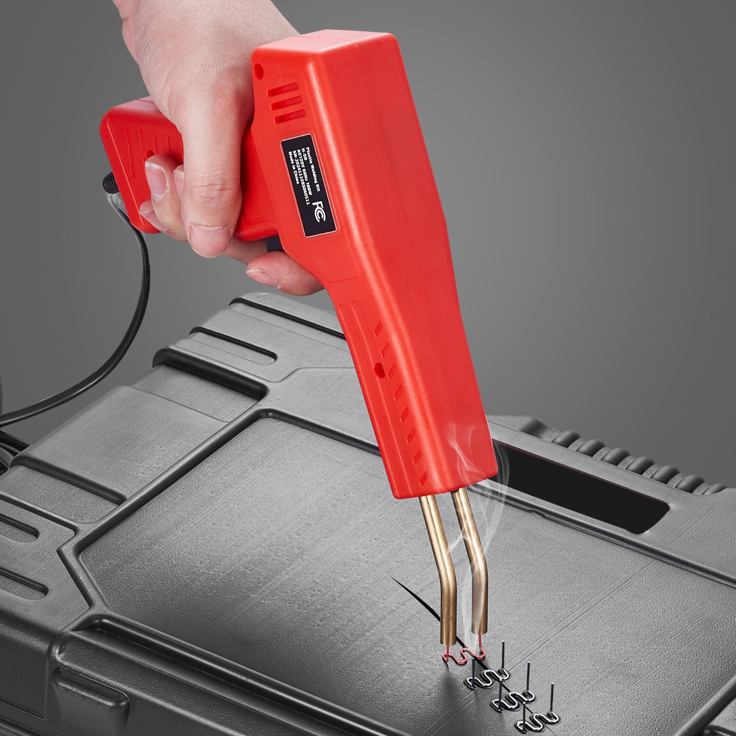 VEVOR Plastic Welder, 100W Plastic Welding Gun with 800PCS Hot Staples, Professional Hot Staple Welding Gun, Plastic Car Bumper Repair Kit with LED Light for Kayak, Toys, Plastic Crack Repair
