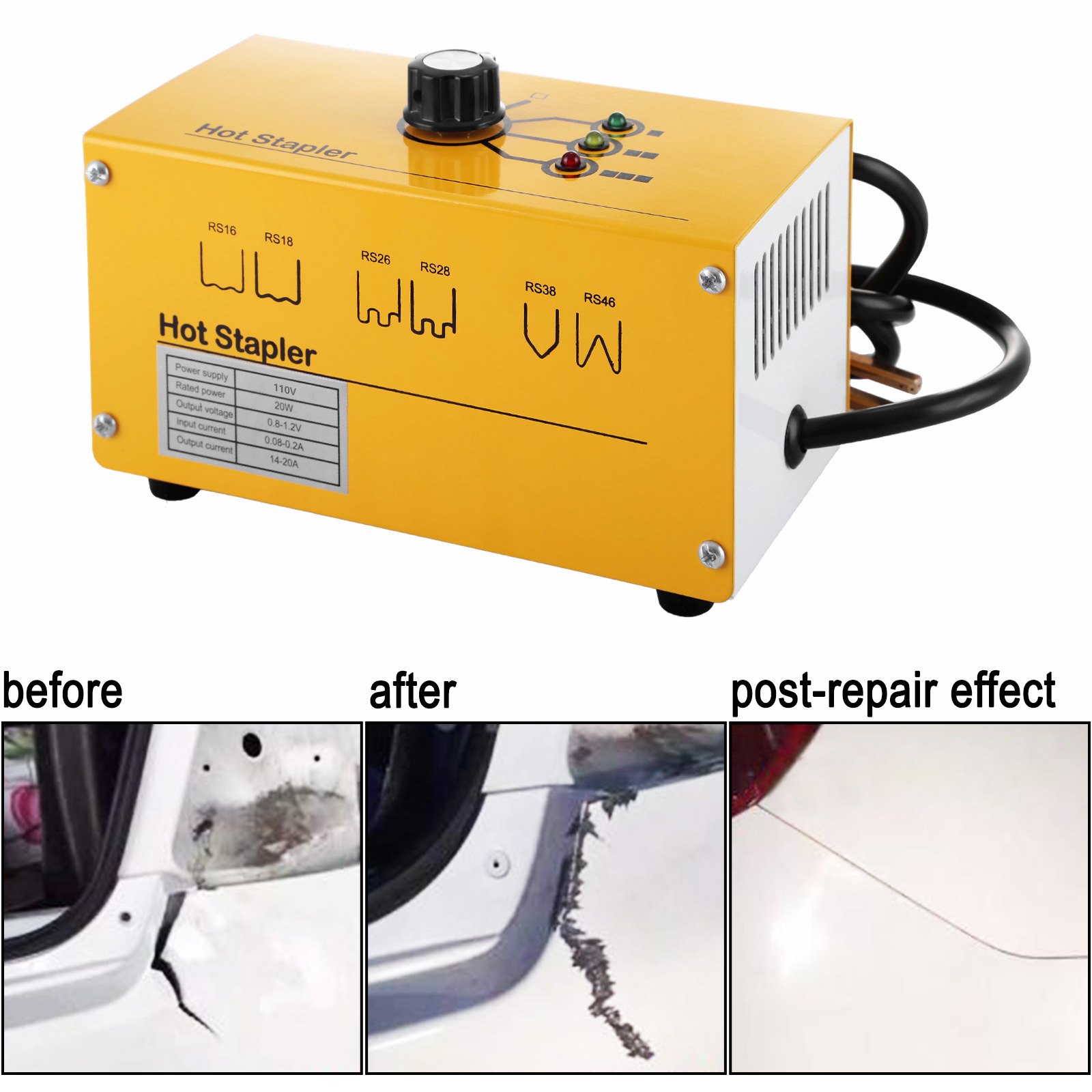 VEVOR Hot Stapler Plastic Repair 110V Stapler Plastic Repair Welder 3 Heat Settings Hot Stapler Plastic Repair Kit with 300 Staples and Snips for Plastic Repair (3 Heat Settings) , Yellow