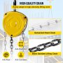 VEVOR Chain Hoist 1100lbs/0.5ton, Chain Block Hoist Manual Chain Hoist 10ft/3m Block Chain Hand Chain Lifting Hoist with Two Hooks Chain Pulley Tackle Hoist Winch Lifting Pulling Equipment in Yellow