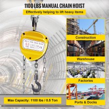 Chain Hoist Chain Block Hoist 1100lbs/0,5ton Manual Chain Block w/ 3m Chain