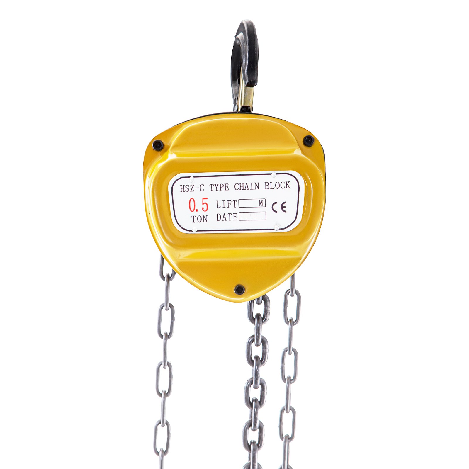VEVOR Chain Hoist 1100lbs/0.5ton, Chain Block Hoist Manual Chain Hoist 20ft/6m Block Chain Hand Chain Lifting Hoist w/ Two Hooks Chain Pulley Tackle Hoist Winch Lifting Pulling Equipment in Yellow