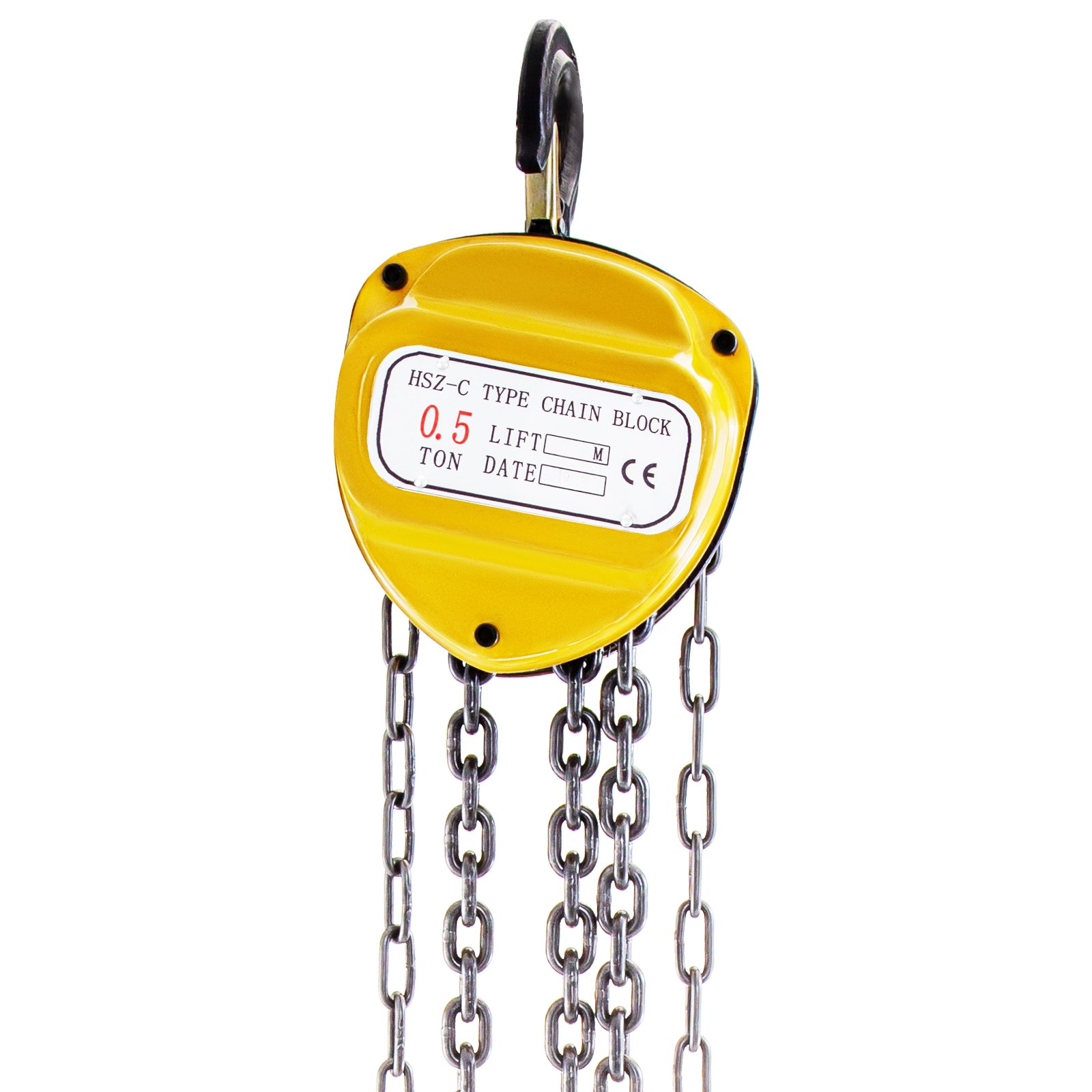 VEVOR Chain Hoist 1100lbs/0.5ton, Chain Block Hoist Manual Chain Hoist 20ft/6m Block Chain Hand Chain Lifting Hoist w/ Two Hooks Chain Pulley Tackle Hoist Winch Lifting Pulling Equipment in Yellow
