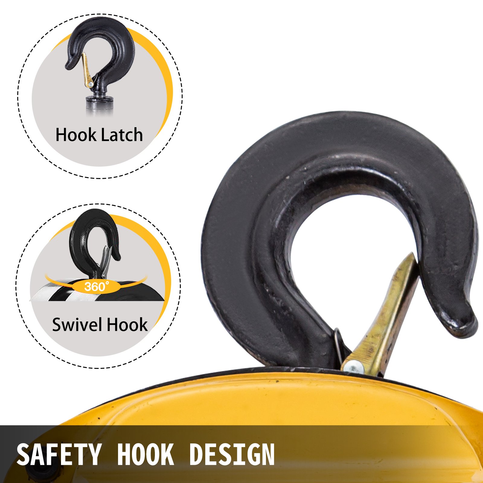 VEVOR Chain Hoist 1100lbs/0.5ton, Chain Block Hoist Manual Chain Hoist 20ft/6m Block Chain Hand Chain Lifting Hoist w/ Two Hooks Chain Pulley Tackle Hoist Winch Lifting Pulling Equipment in Yellow