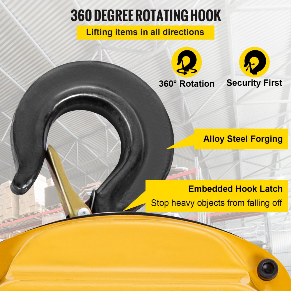 VEVOR Chain Hoist 4400lbs/2ton Chain Block Hoist Manual Chain Hoist 3m/10ft Block Chain Hand Chain Lifting Hoist with Hooks Chain Pulley Tackle Hoist Winch