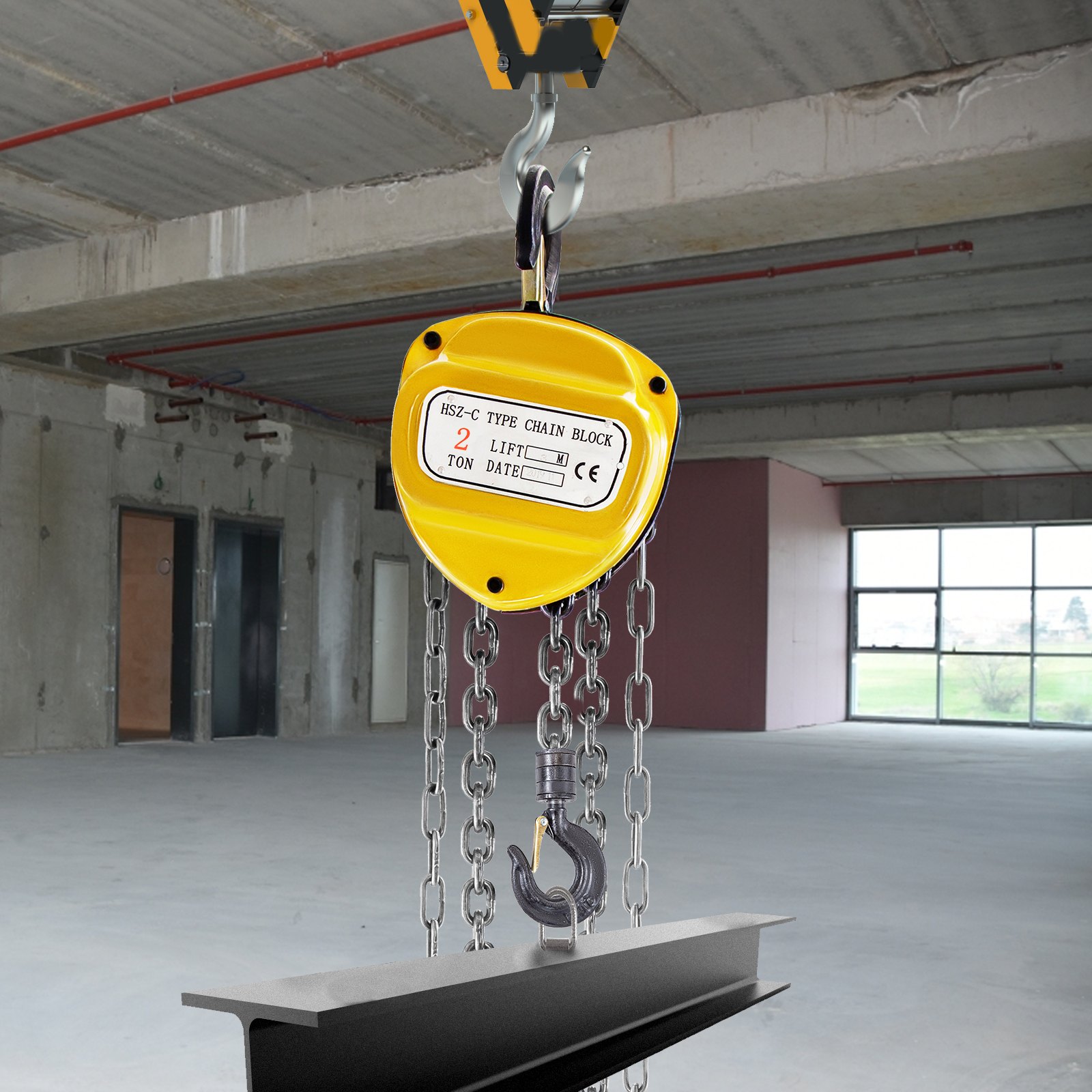 VEVOR Chain Hoist 4400lbs/2ton Chain Block Hoist Manual Chain Hoist 3m/10ft Block Chain Hand Chain Lifting Hoist with Hooks Chain Pulley Tackle Hoist Winch