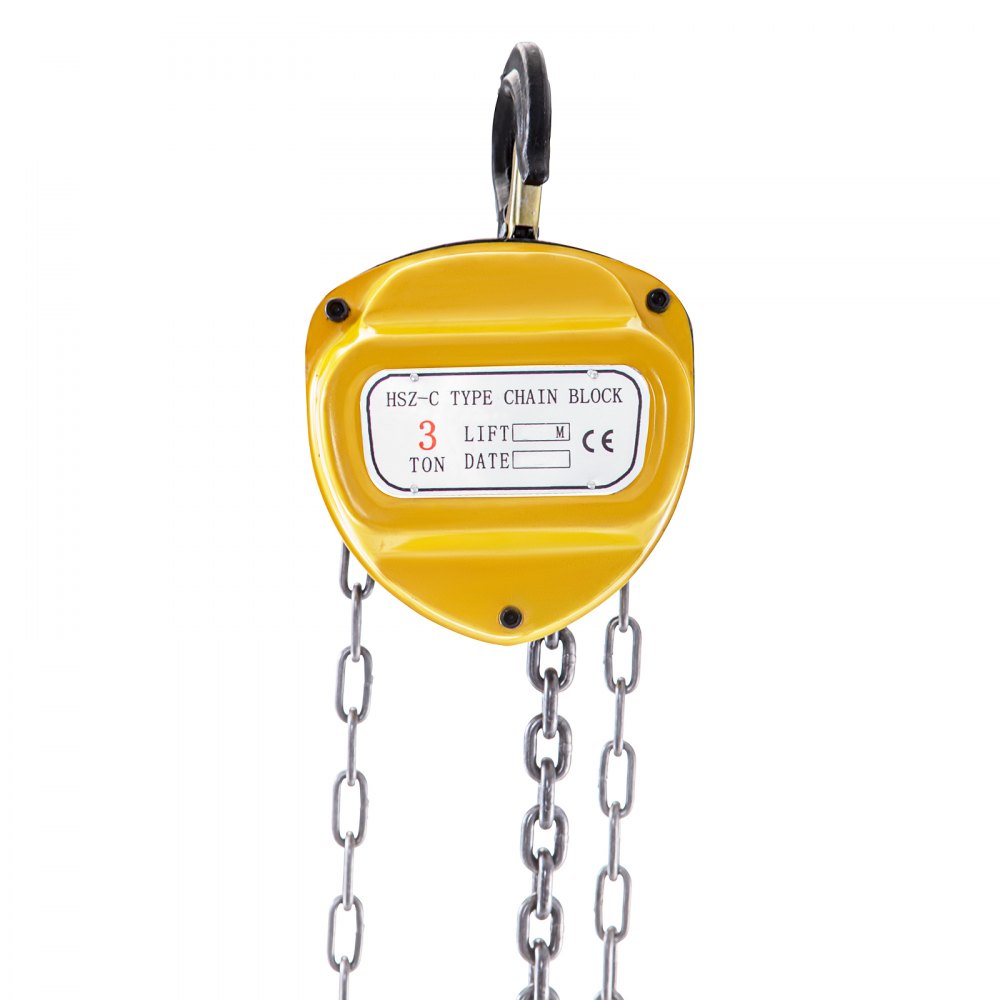 VEVOR Chain Hoist 6600lbs/3ton, Chain Block Hoist Manual Chain Hoist 10ft/3m, Block Chain Hand Chain Lifting Hoist, w/ Two Hooks Chain Pulley Tackle Hoist Winch Lifting Pulling Equipment