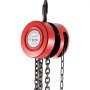 red VEVOR hand chain hoist with a 1-ton capacity and durable black chains.