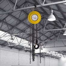 VEVOR Chain Hoist Chain Block 1 T Capacity 15 FT Lift Steel Construction Yellow