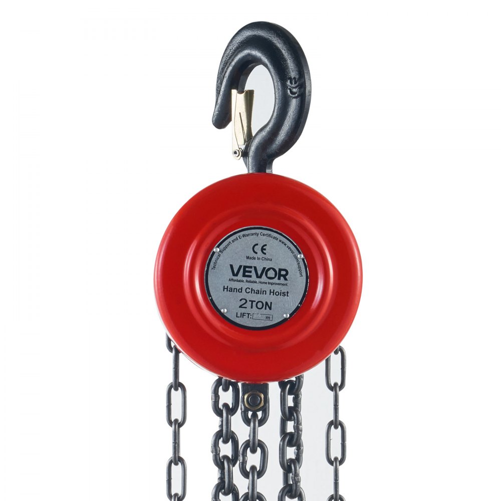VEVOR Chain Hoist Chain Block 2 Ton Capacity 2.5 M Lift Steel Construction Red