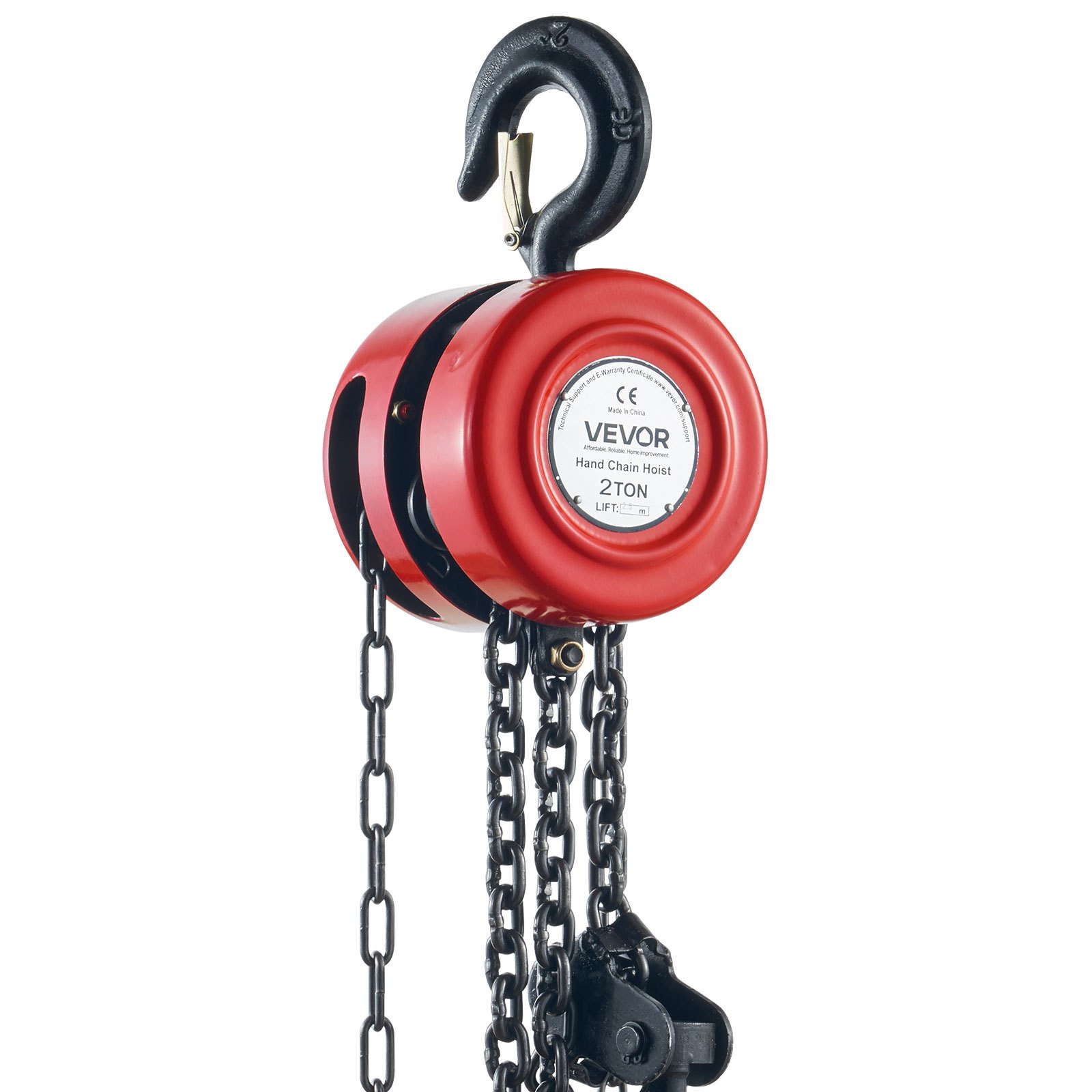 VEVOR Chain Hoist Chain Block 2 Ton Capacity 2.5 M Lift Steel Construction Red