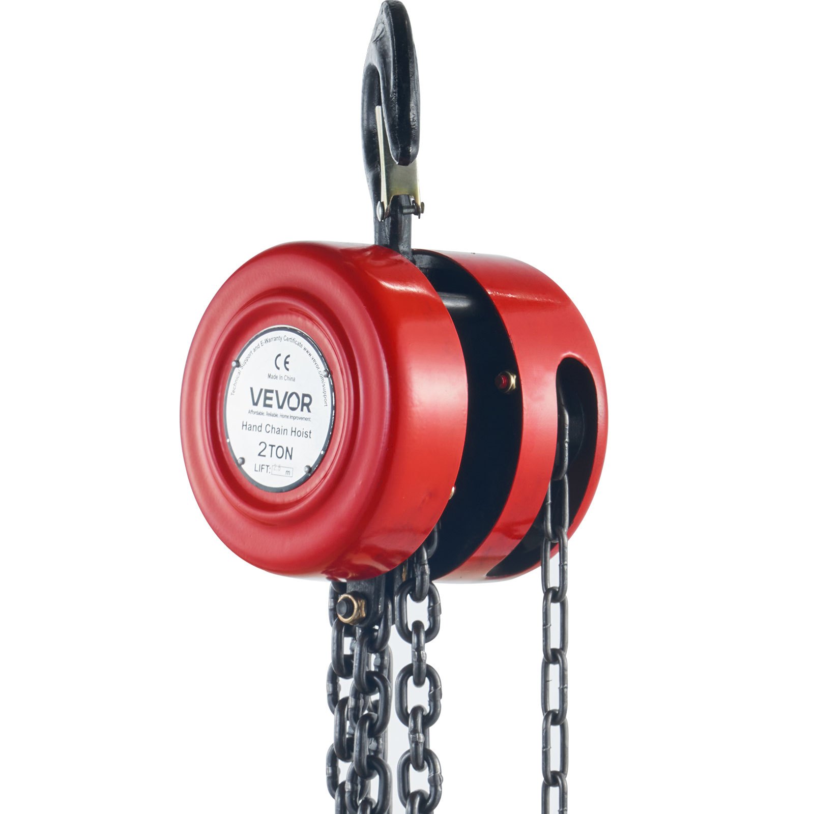 VEVOR Chain Hoist Chain Block 2 Ton Capacity 2.5 M Lift Steel Construction Red