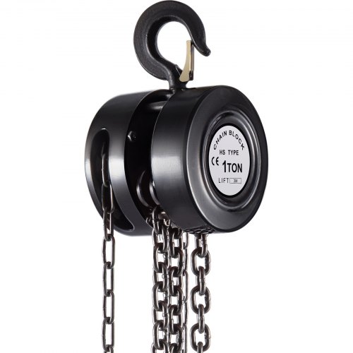 VEVOR Hand Chain Hoist, 2200 lbs /1 Ton Capacity Chain Block, 10ft/3m Lift Manual Hand Chain Block, Manual Hoist with Industrial-Grade Steel Construction for Lifting Good in Transport & Workshop Black