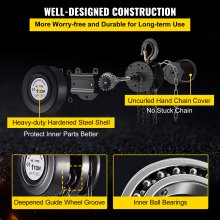 VEVOR Hand Chain Hoist, 2200 lbs /1 Ton Capacity Chain Block, 10ft/3m Lift Manual Hand Chain Block, Manual Hoist with Industrial-Grade Steel Construction for Lifting Good in Transport & Workshop Black