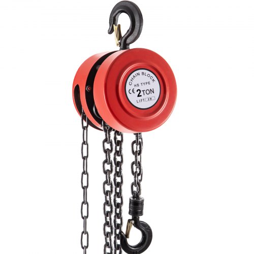 VEVOR Hand Chain Hoist, 4400 lbs /2 Ton Capacity Chain Block, 7ft/2m Lift Manual Hand Chain Block, Manual Hoist w/ Industrial-Grade Steel Construction for Lifting Good in Transport & Workshop, Red
