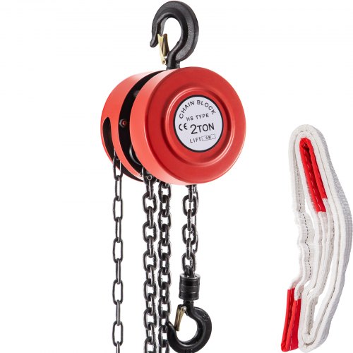 VEVOR Hand Chain Hoist, 6600 lbs /3 Ton Capacity Chain Block, 10ft/3m Lift Manual Hand Chain Block, Manual Hoist w/ Industrial-Grade Steel Construction for Lifting Good in Transport & Workshop, Red