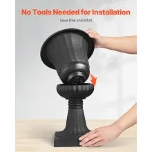 VEVOR Plastic Urn Planters 9.8 x 16.5 Inch Black Floral Pedestal Flower Pots