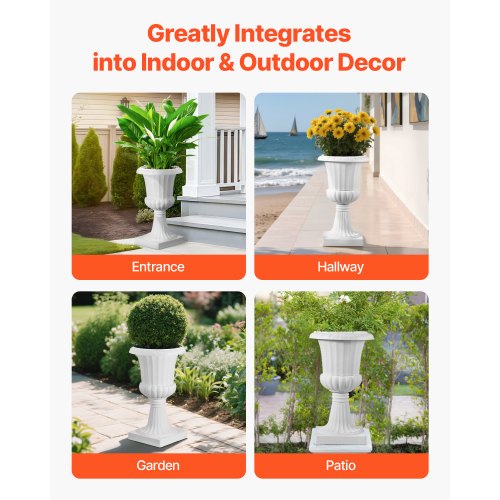 thumbnail image 2 of Outdoor Planters Plastic Urn Planters 15.8 X 26.4 Inch 2 Pack Black Classic Flower Pots Front Porch Planters Indoor & Outdoor Vase For Wedding Party Event Home Outdoor Planter Urns 2 of 9
