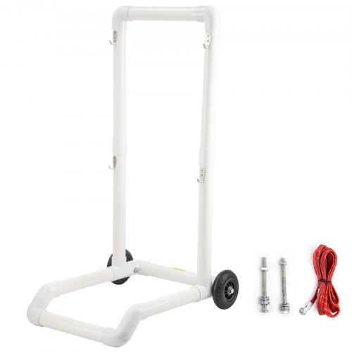 VEVOR Plastic Recycling Cart, 22.8 x 15.7 In Robust Moving Bin Cart Hook-Type with 2 Wheels, Easy Assembly & Weatherproof, Well-Built Trash Holder for Simple Recycle Bin and Caddy (Single Pack), White