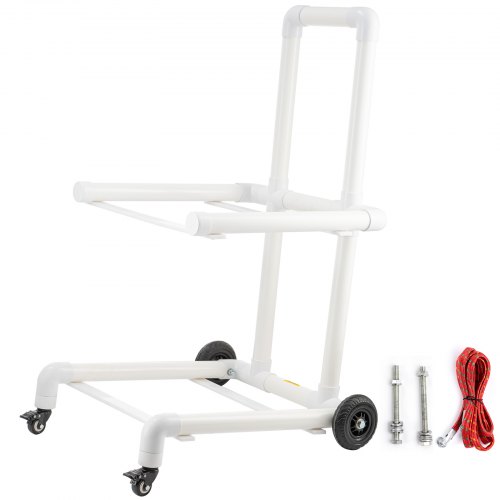 VEVOR Recycling Cart, 2" PVC & Plastic Heavy Duty Moving Bin Cart with 4 Wheels, Frame-Type Easy Assembly and No Tools Required, Weatherproof Trash Holder for Simple Recycle Bin and Caddy, White