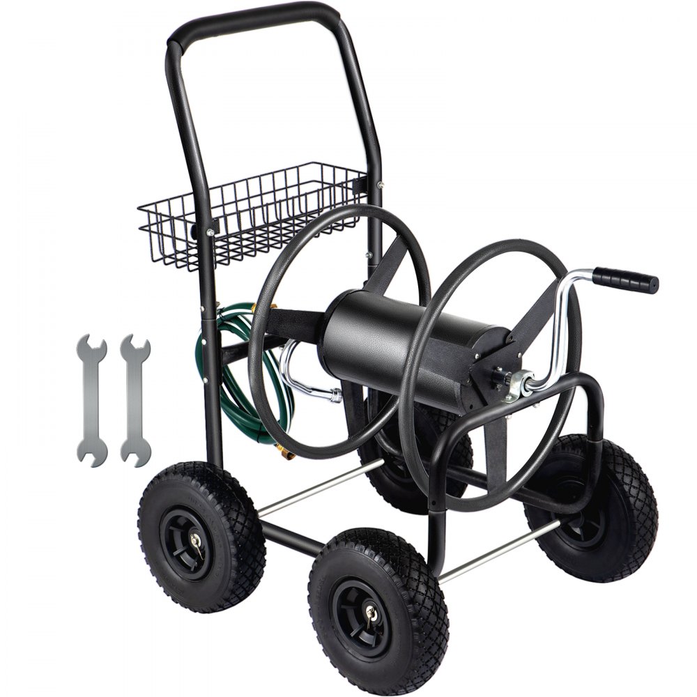 VEVOR Garden Hose Reel Cart, Water Hose Cart w/ 4 Rubber Wheels, Hold  300-feet of 5/8-inch Hose, Water Hose Wheel Cart w/ Heavy Duty Powder Coat
