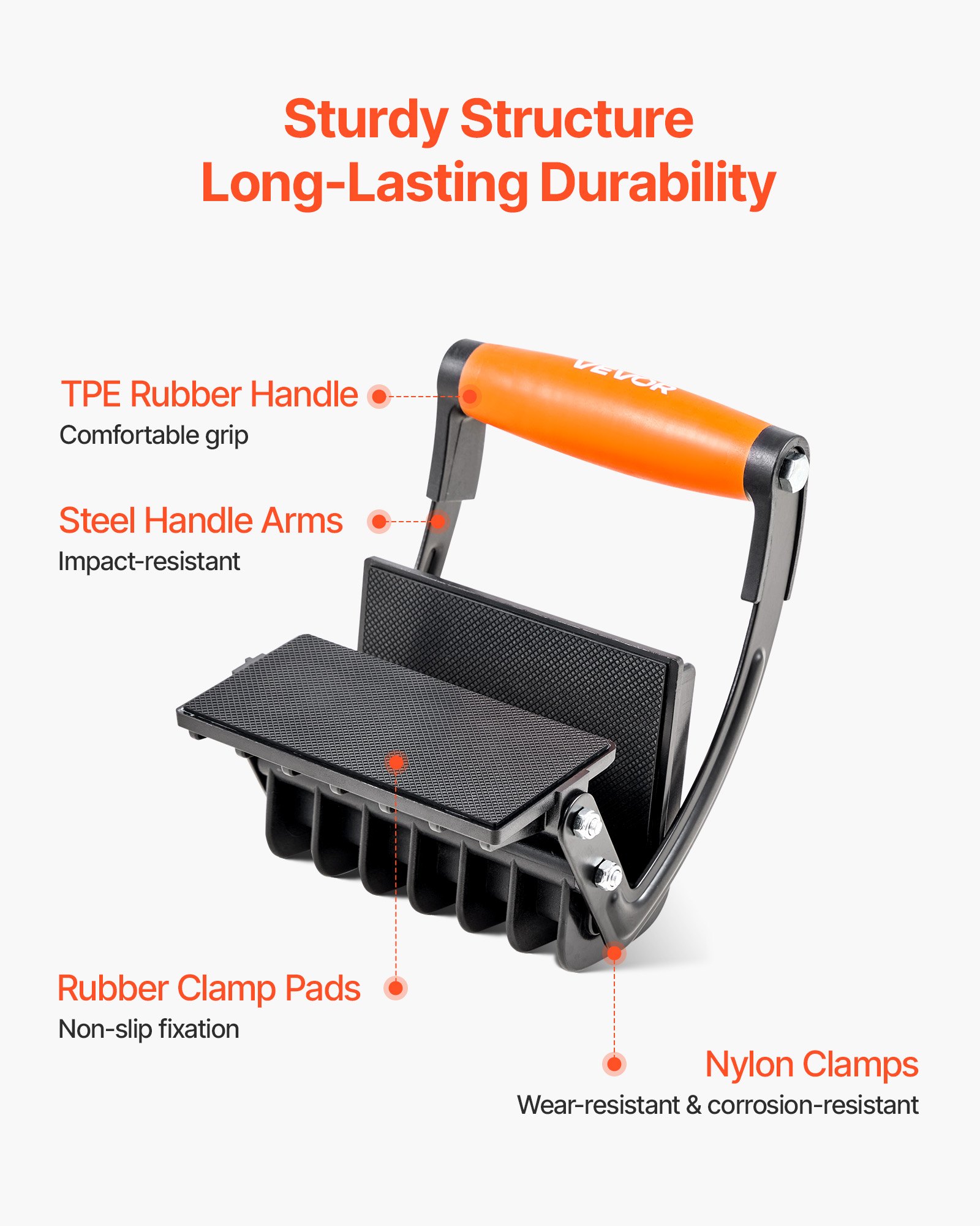 VEVOR Plywood Carrier, 200 lbs Single Clamp Capacity, Adjustable Drywall Carrying Tool for 0-1 Inches Thickness Boards, Plywood Carrier with Non-Slip Grips for Plastic Boards, Plywood, Drywall